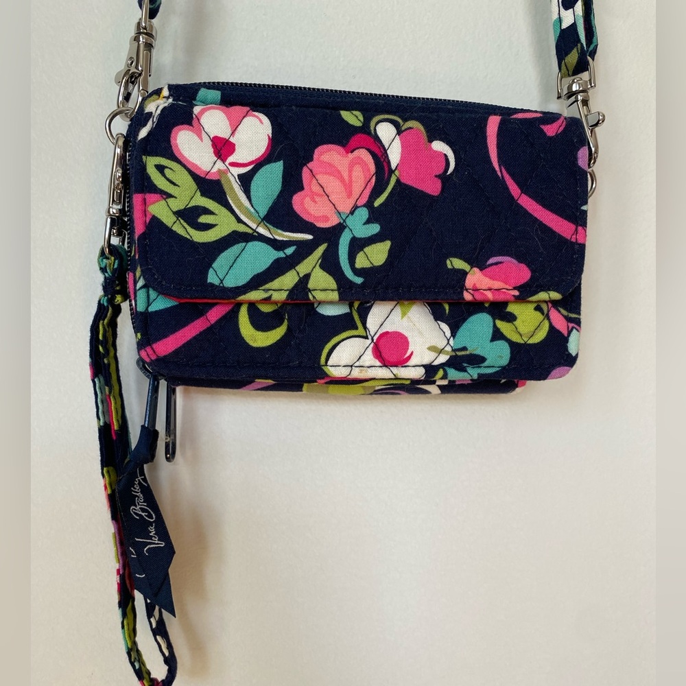 Vera Bradley Blue Floral Crossbody Mini Bag wallet nwot